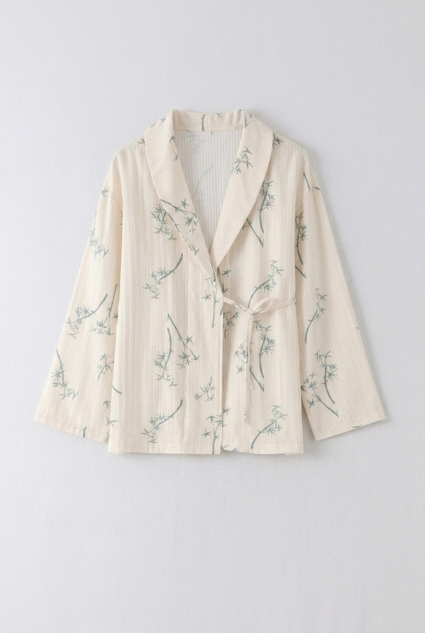 Velune Double Gauze Floral Pajama Set / Beige