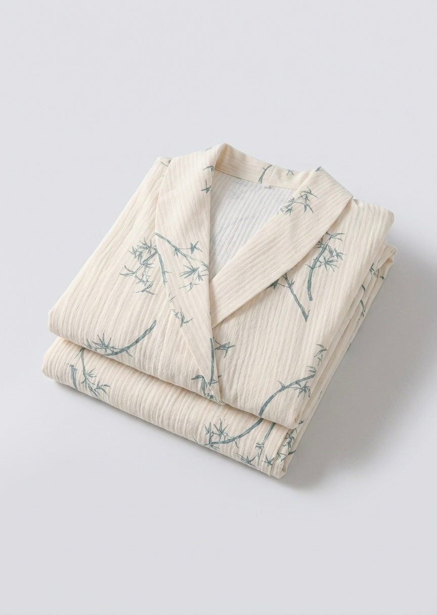 Velune Double Gauze Floral Pajama Set / Beige