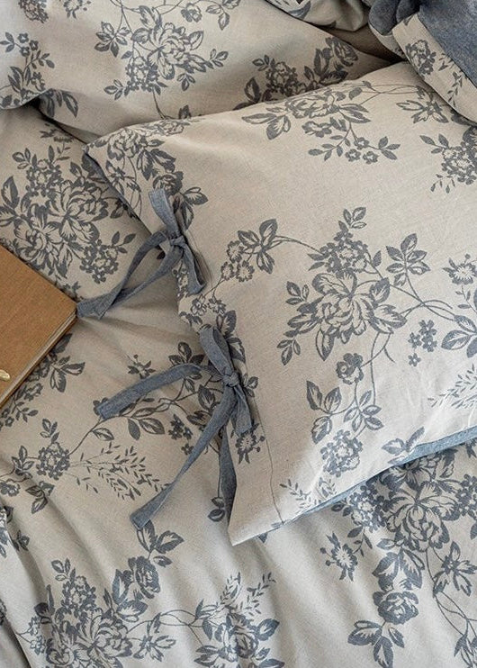 Bonnie Ribbon Bow Tie Floral Bedding Set / Blue