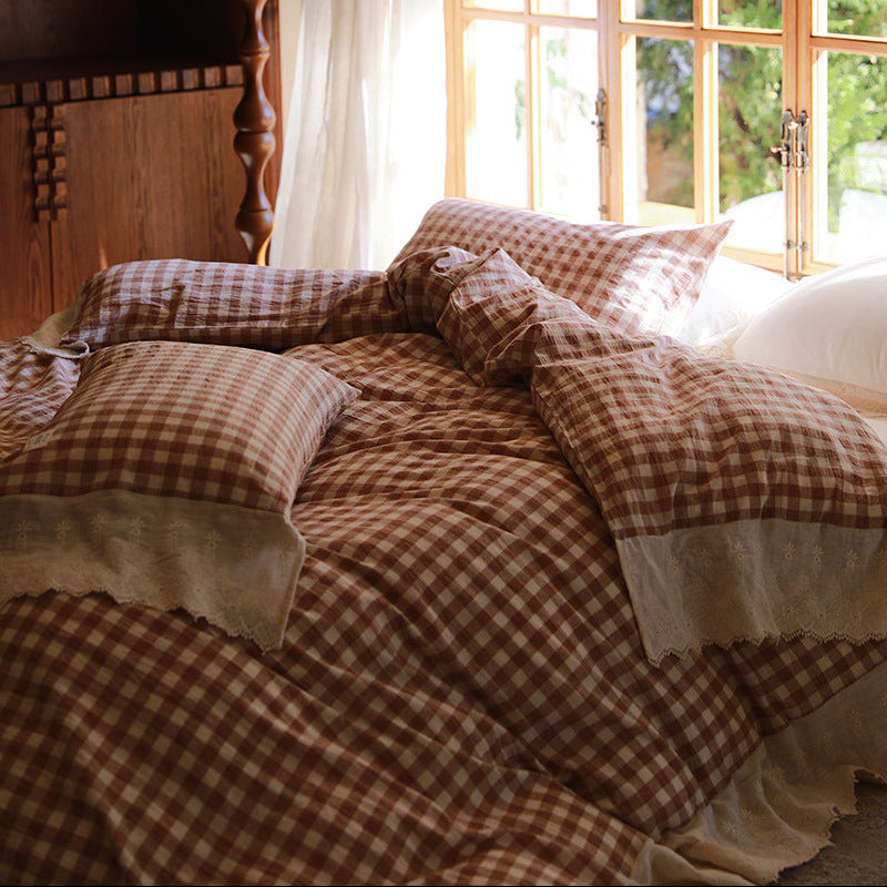 Marie Gingham Lace Ruffle Bedding Bundle
