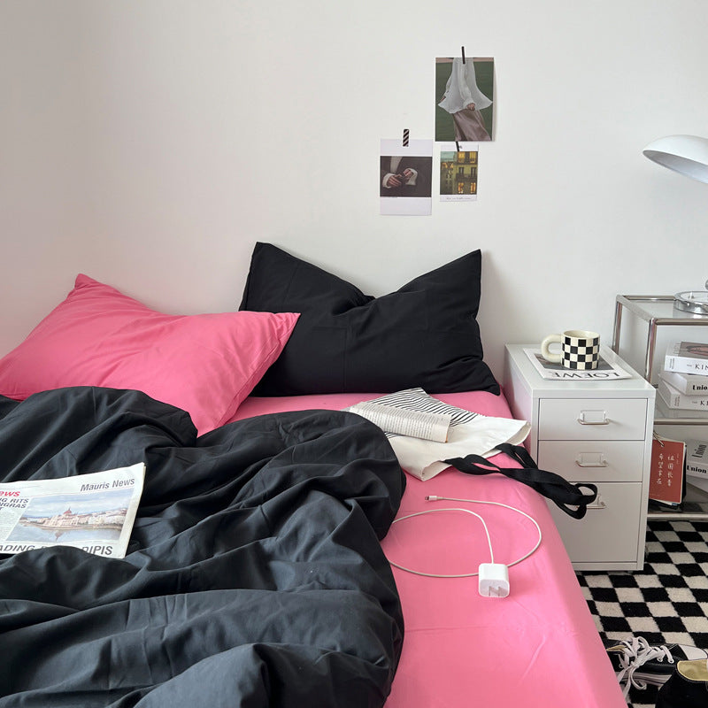Mixed Color Bedding Set / Pastel Pink + Black