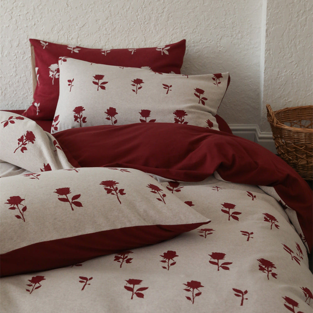 Nadia Floral Jacquard Bedding Set / White