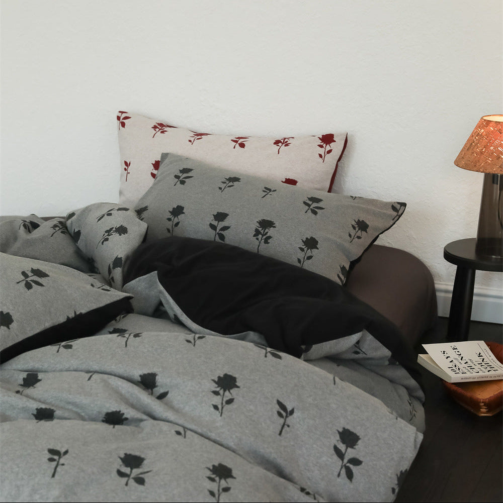 Nadia Floral Jacquard Bedding Set / Gray