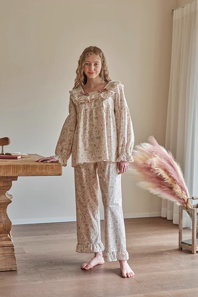 Sweet Lace Ruffle Pajama Set