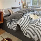 Coastal Washed Cotton Striped Bedding Set / Light Gray