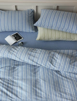 Leo Striped Jersey Knit Cotton Bedding Set / Blue