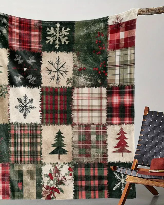 Vintage Christmas Patchwork Blanket