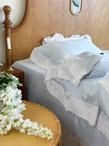 White Ruffle Lace Bedding Set / Pink