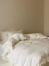 Mimi Ribbon Ruffle White Bedding Set