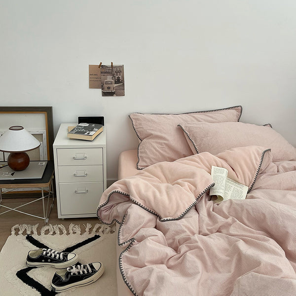 Minimalist Solid Velvet Neutral Bedding Bundle