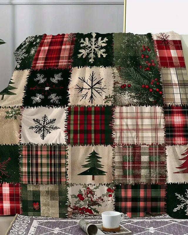 Vintage Christmas Patchwork Blanket