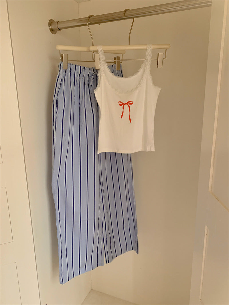 Relaxed Striped Lounge Pajama Pants / Blue