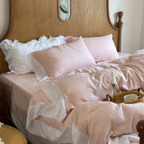 White Ruffle Lace Bedding Set / Gray