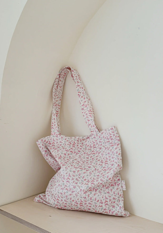 Coquette Floral Ribbon Bow Girly Tote Bag