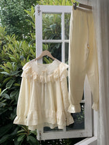 French Lace Ruffle Cottage Pajama Set