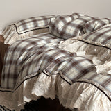 Beau Dark Academia Vintage Ruffle Bedding Set / Burgundy White