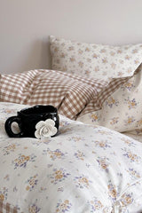 Rosalie Floral Lace Gingham Bedding Set / Pink