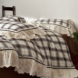 Beau Dark Academia Vintage Ruffle Bedding Set / Burgundy Brown