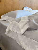 White Ruffle Lace Bedding Set / Pink