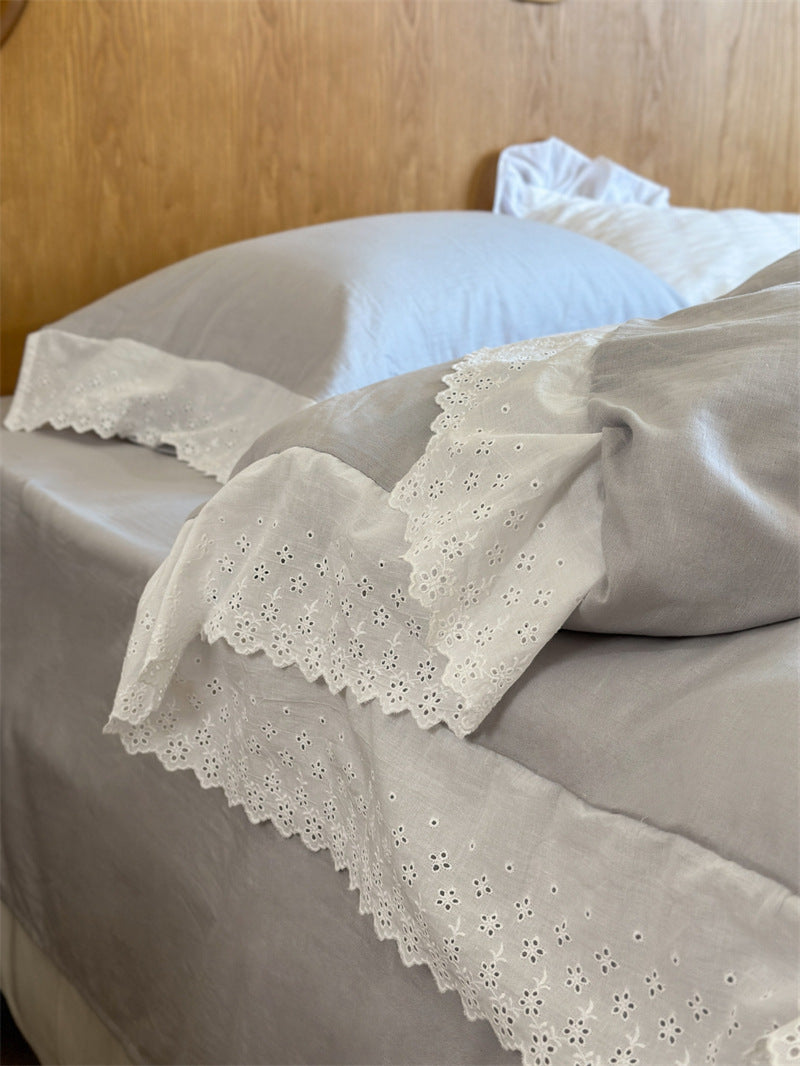 White Ruffle Lace Bedding Bundle