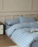 Leo Striped Jersey Knit Cotton Bedding Set / Blue