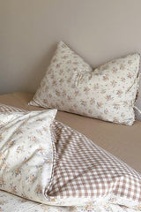 Rosalie Floral Lace Gingham Bedding Set / Pink