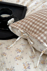 Rosalie Floral Lace Gingham Bedding Set / Pink