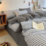 Coastal Washed Cotton Striped Bedding Set / Green