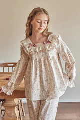 Sweet Lace Ruffle Nightgown Pajama Dress