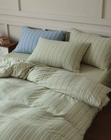 Leo Striped Jersey Knit Cotton Bedding Set / Blue