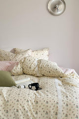 Rosalie Floral Lace Gingham Bedding Set / Pink