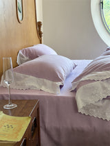 White Ruffle Lace Bedding Set / Pink