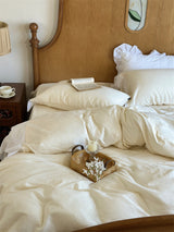 White Ruffle Lace Bedding Set / Blue