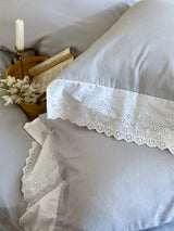 White Ruffle Lace Bedding Set / Purple