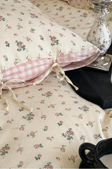 Rosalie Floral Lace Gingham Bedding Set / Pink