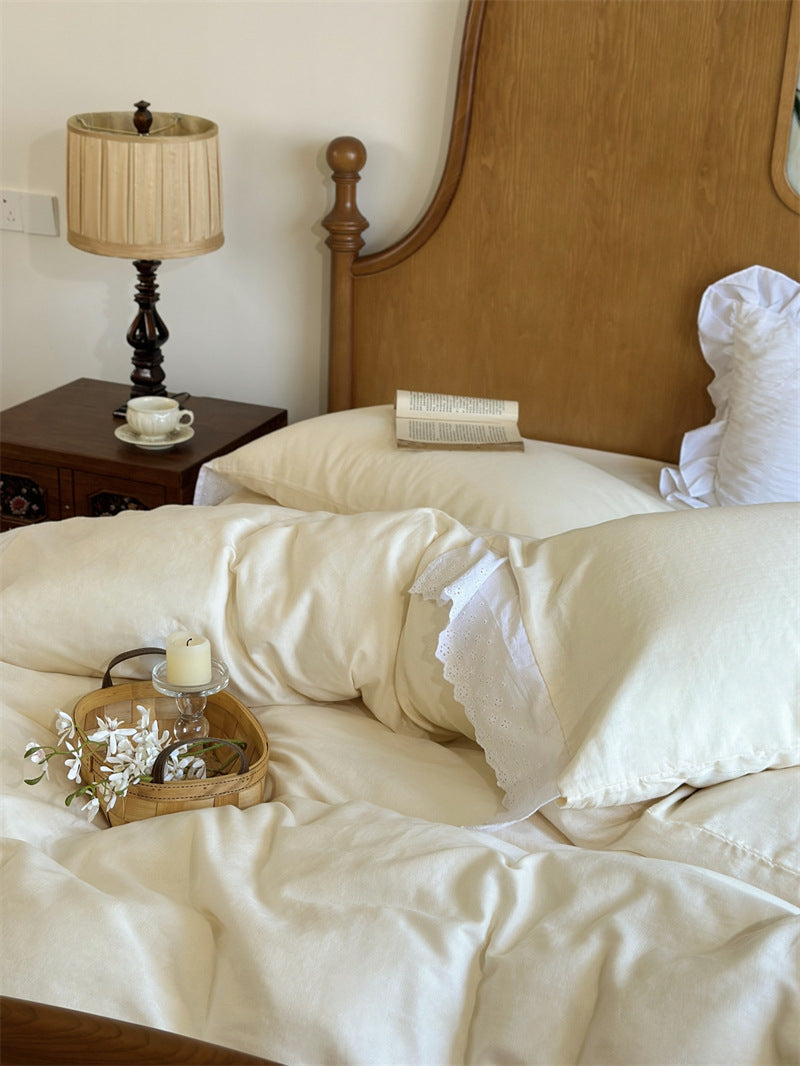 White Ruffle Lace Bedding Bundle