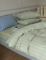 Leo Striped Jersey Knit Cotton Bedding Set / Blue