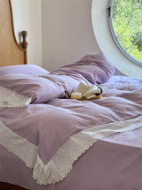 White Ruffle Lace Bedding Set / Pink