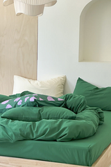 Modern Washed Cotton Bedding Set / Green