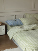 Leo Striped Jersey Knit Cotton Bedding Set / Blue