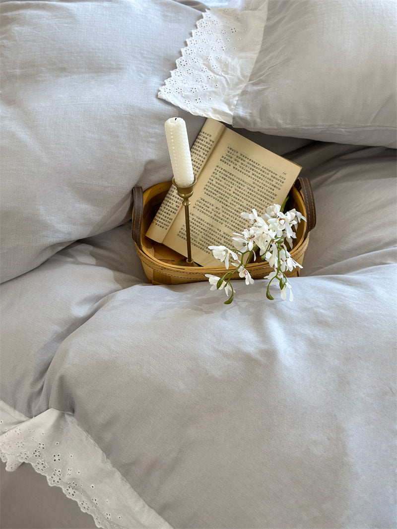 White Ruffle Lace Bedding Bundle