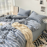 Clean Cut Bedroom Bedding Set / Striped Blue