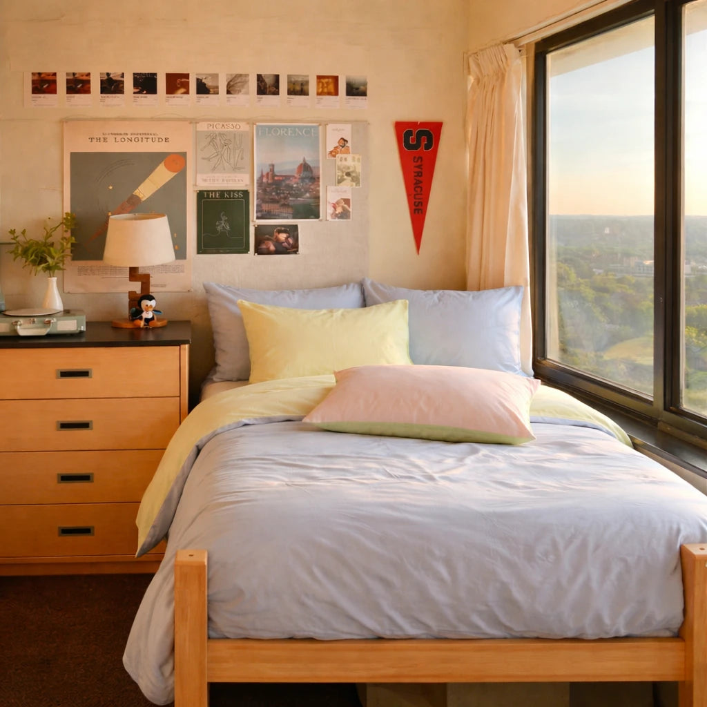 Pastel Duo Small Room Bedding Set / Blue + Yellow