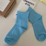 Pastel & Bold Rolled Low Cut Socks (8 Colors)