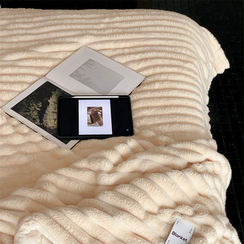 Plush Cozy Jacquard Blanket / Blue Blankets