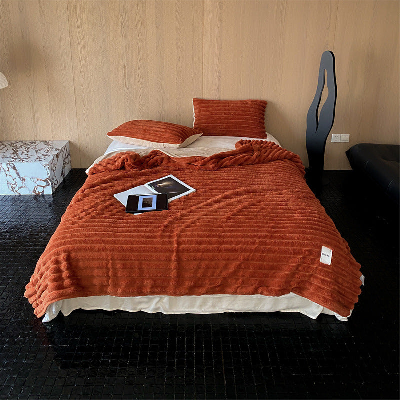 Plush Cozy Jacquard Blanket / Blue Red Small Blankets