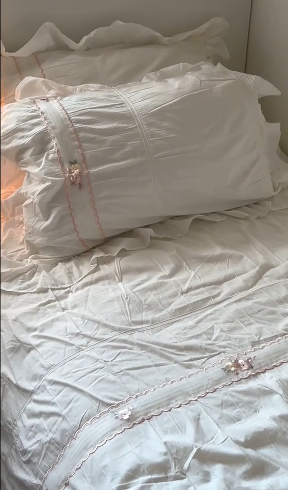 Embroidered Lace Ruffle Bedding Bundle Bedding Bundle