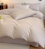 Coastal Washed Cotton Striped Bedding Set / Light Gray