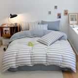 Coastal Washed Cotton Striped Bedding Set / Dark Gray