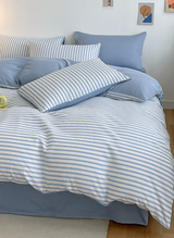 Coastal Washed Cotton Striped Bedding Set / Dark Gray